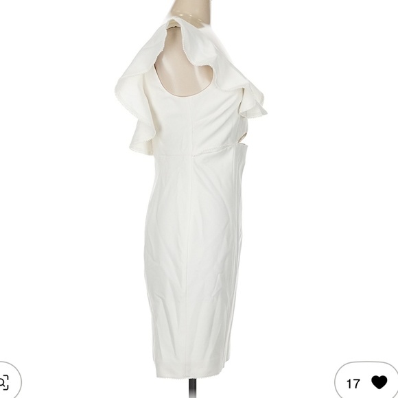 Likely White Cutout Sheath Stretch Ruffle Mini Dress 6 - Picture 3 of 4